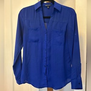 Express Royal Blue Button up Top